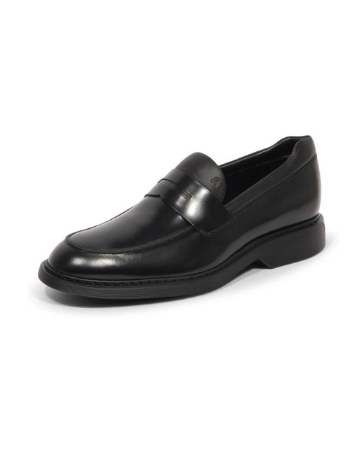 Hogan E Lederslipper mit geprägtem Monogramm in Black für Herren