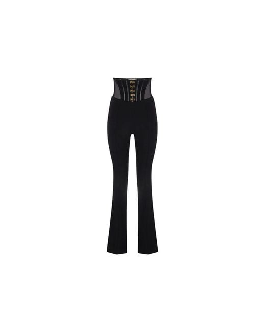 Elisabetta Franchi Black Leichte Crepe Hose Mit Juwel Haken