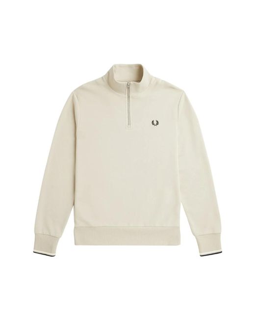 Fred Perry Basic Turtleneck Sweatshirt in het White voor heren