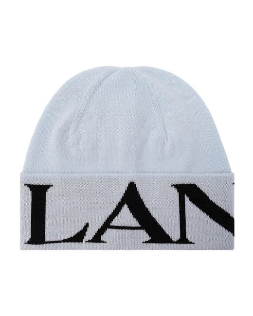 Lanvin Blue Gerippte Wollmütze Mit Logo