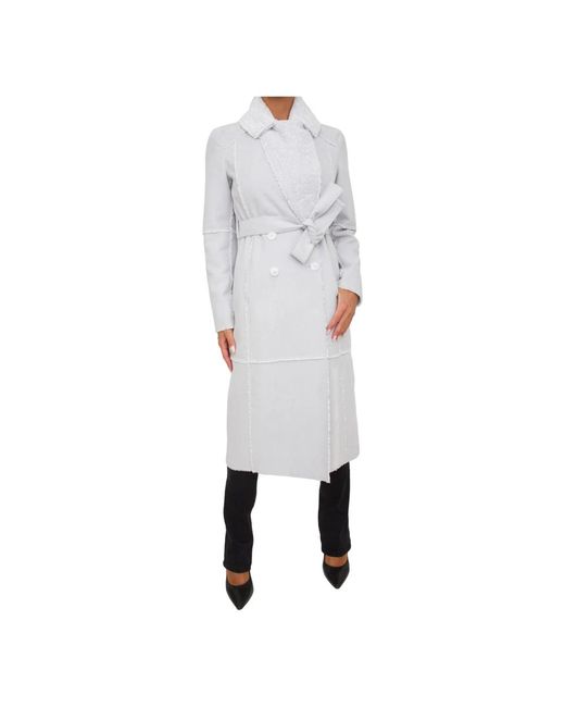 Belted Coats Patrizia Pepe de color Gray
