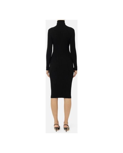 Elisabetta Franchi Black Knitted Dresses