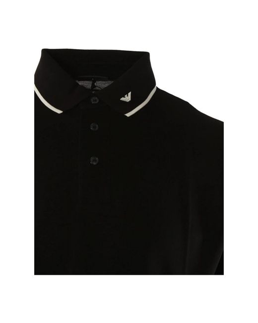Armani Tops ,Zwart ,Katoen Zwart Katoenen Polo Shirt Necklogo in het Black voor heren