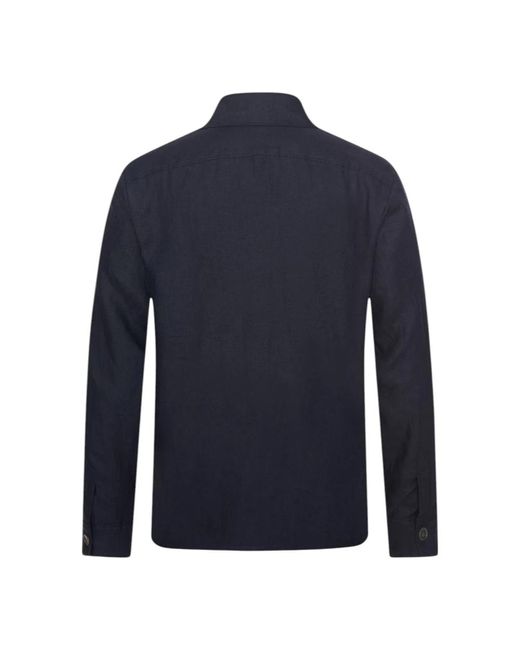 Oscar Jacobson Jassen ,Blauw ,Linnen Linnen Overshirt Regular Fit in het Blue voor heren
