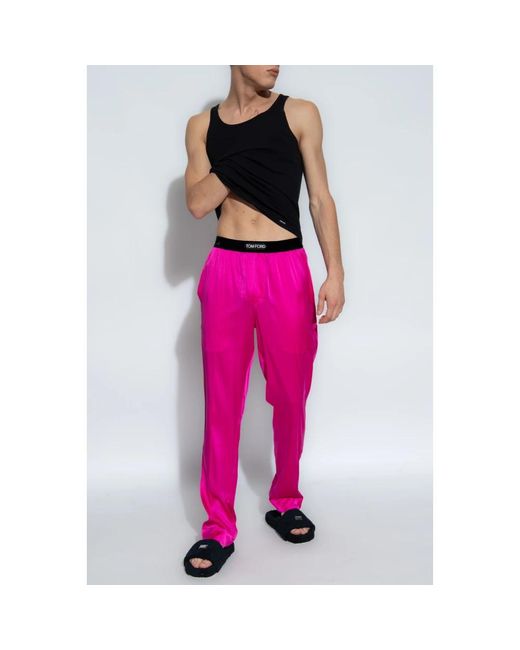 Tom Ford Nachtkleding ,Roze ,Zijden Pyjamabroek in het Pink voor heren