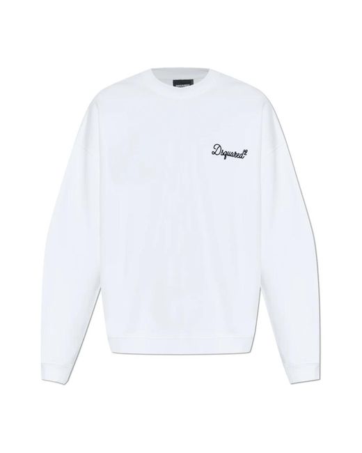 DSquared² Hoodies & Sweatvesten ,Wit ,Katoen Sweatshirt Met Geborduurd Logo in het White voor heren