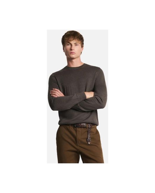 Fay Rundhals-Wollpullover in Brown für Herren