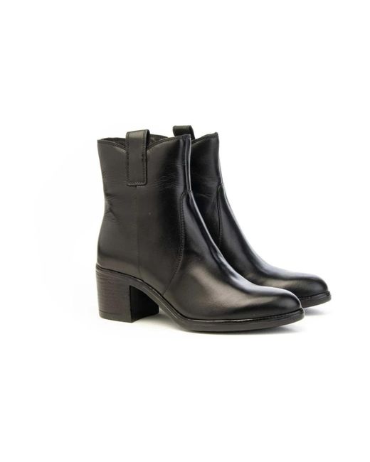 Mjus Black Leder stiefeletten mit blockabsatz