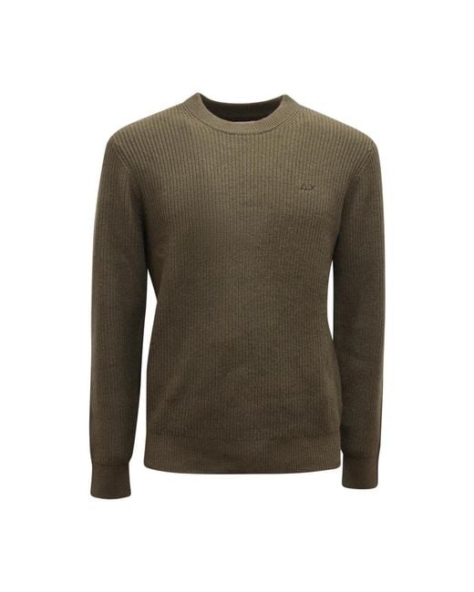 Sun 68 Green Round-Neck Knitwear for men