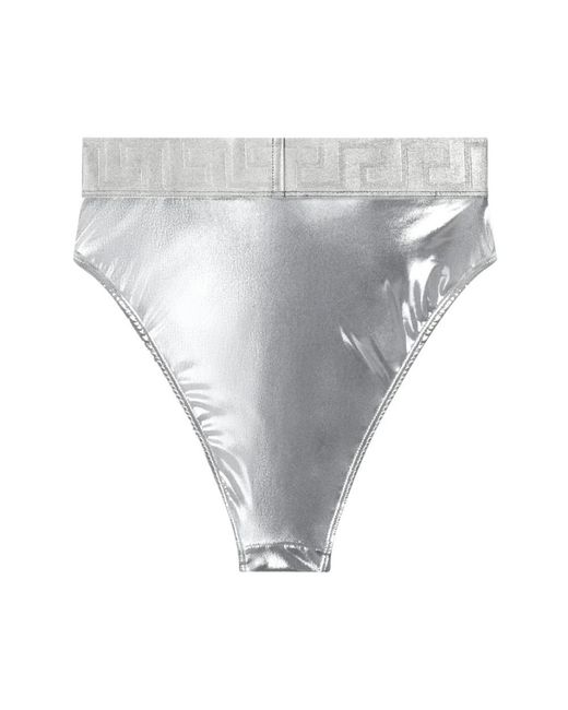 Versace Badmode ,Grijs ,Polyester Metallic Bikini Bottoms