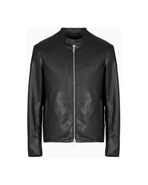 Armani Exchange Black Leather Jackets for men