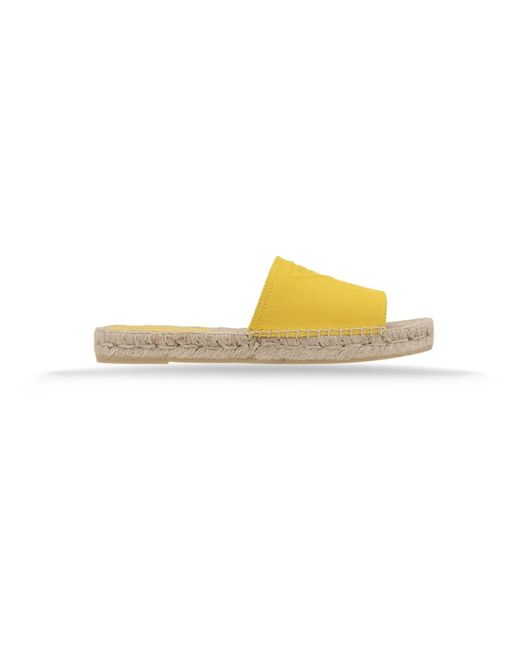 Prada Yellow Canvas slip-on espadrilles mit lederpatch