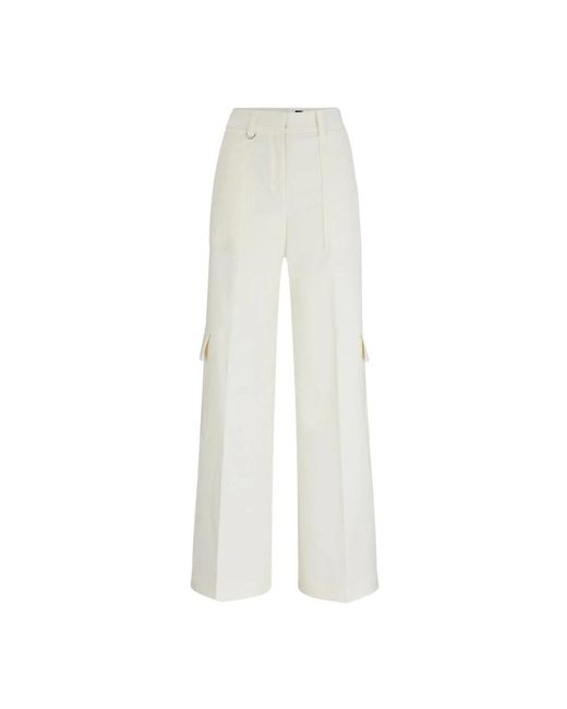 Boss White Wide Trousers