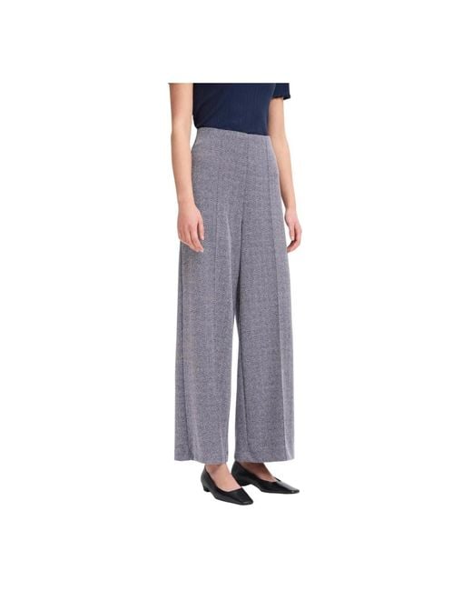 Ichi Blue Wide Trousers