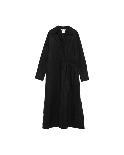 DKNY Kleedjes ,Zwart ,Katoen Verstelbare Midi Blousejurk in het Black