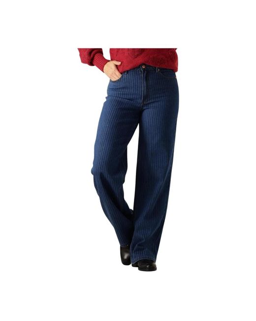 Y.A.S Jeans ,Blauw ,Blauwe Straight Leg Jeans Voor Vrouwen in het Blue