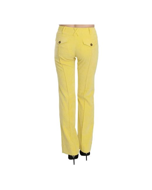 Just Cavalli Yellow Straight Trousers