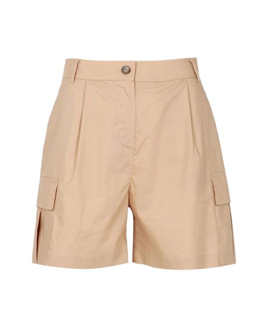 Shorts de algodón de cintura alta con bolsillos Kaos de color Natural