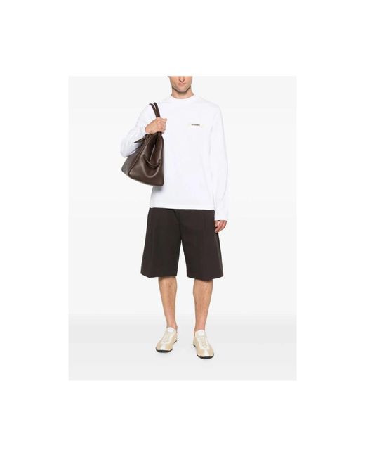 Jacquemus Wit Logo Patch Crew Neck T-Shirt in het White voor heren
