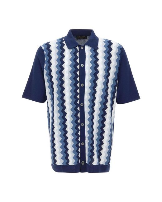 Gran Sasso Blue Short Sleeve Shirts for men