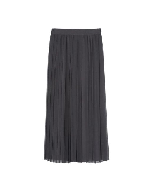 Eleventy Rokken ,Grijs ,Chiffon High-Waisted Geplooide Chiffon Rok in het Gray