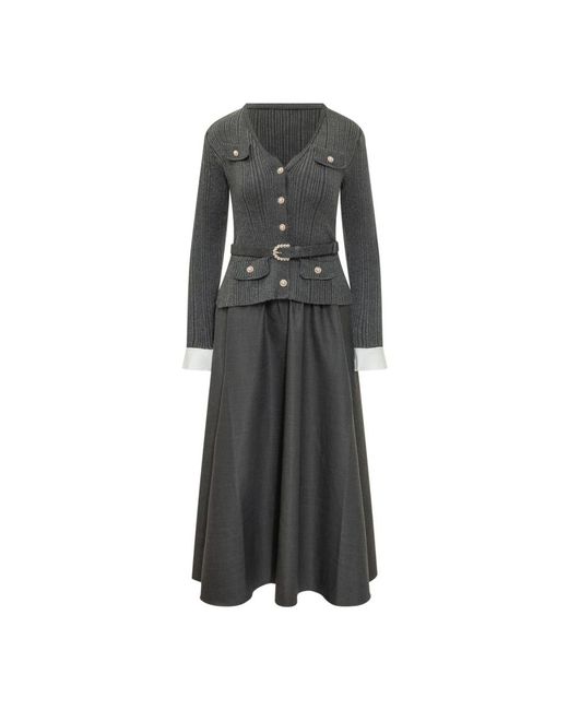 Midi Dresses Self-Portrait de color Gray