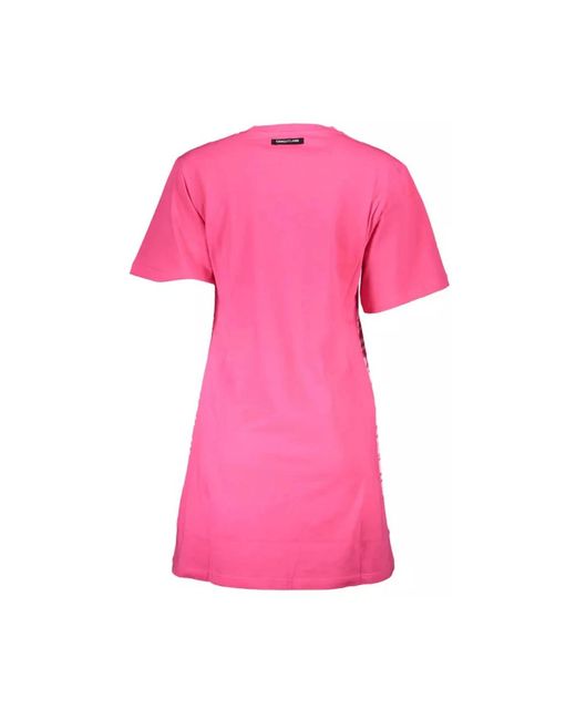 Class Roberto Cavalli Pink Stilvolles Baumwollkleid