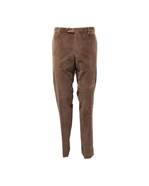PT01 Brown Slim-Fit Trousers for men