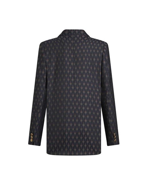 Etro Jassen ,Veelkleurig ,Katoen Blauw Jacquard Double-Breasted Jasje Liberty in het Black