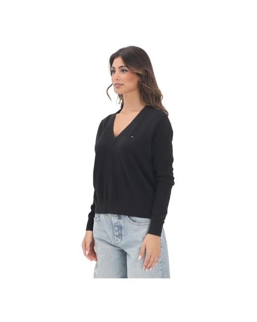 V-Neck Knitwear di Tommy Hilfiger in Black