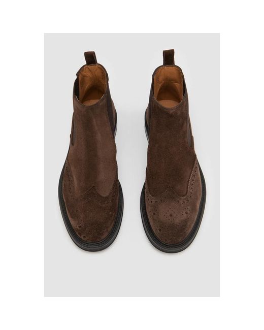 Elia Maurizi Brauner Wildleder Chelsea Boot Mit Perforiertem Detail in Brown für Herren