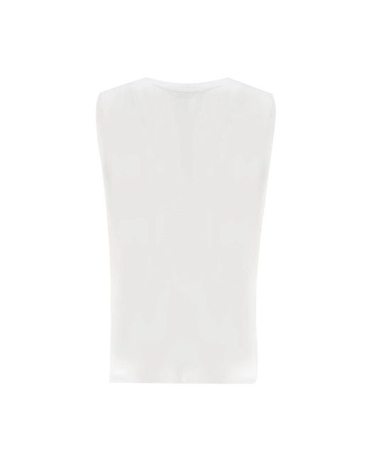 Panicale White Sleeveless Tops