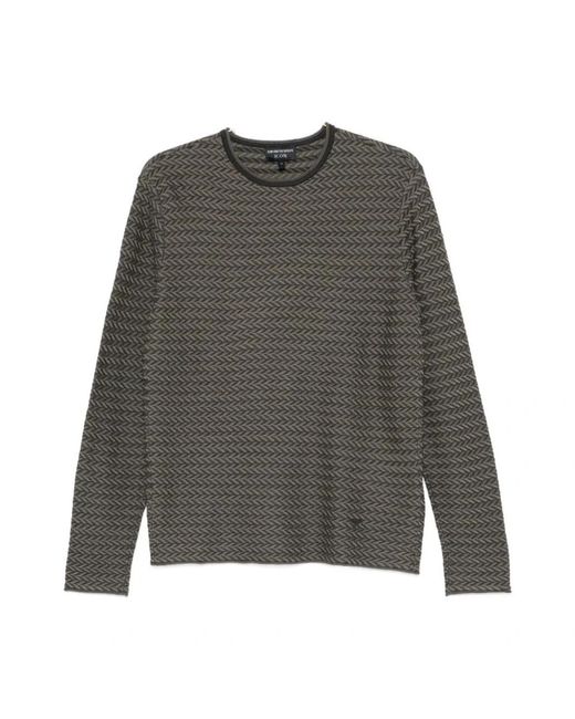 Emporio Armani Gray Round-Neck Knitwear for men