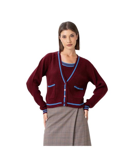 Kocca Truien & Vesten ,Rood ,Chique Twin Tone Cardigan Sweater in het Red