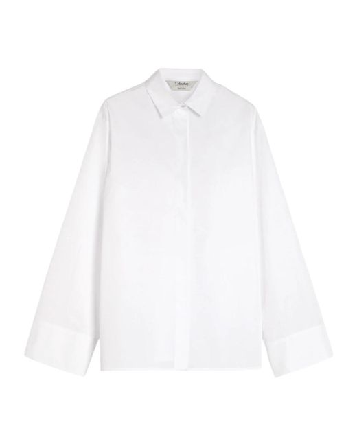 Max Mara Overhemden ,Wit ,Katoen Witte Katoenen Popeline Overhemd Met Details in het White