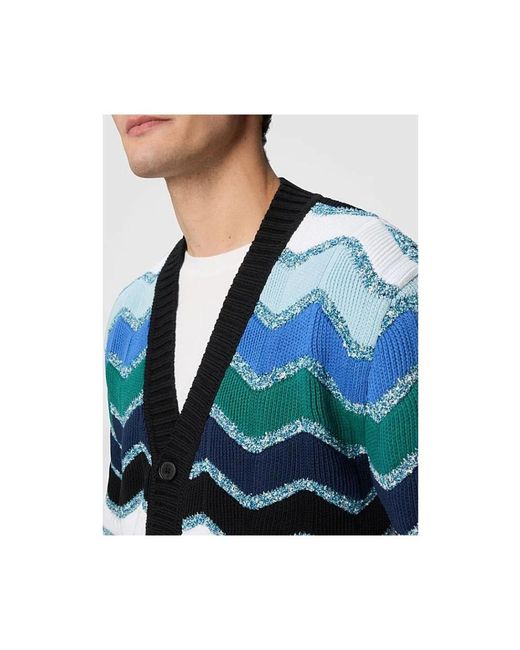 Missoni Truien & Vesten ,Blauw ,Katoen Zigzag Gebreid Gilet in het Blue voor heren