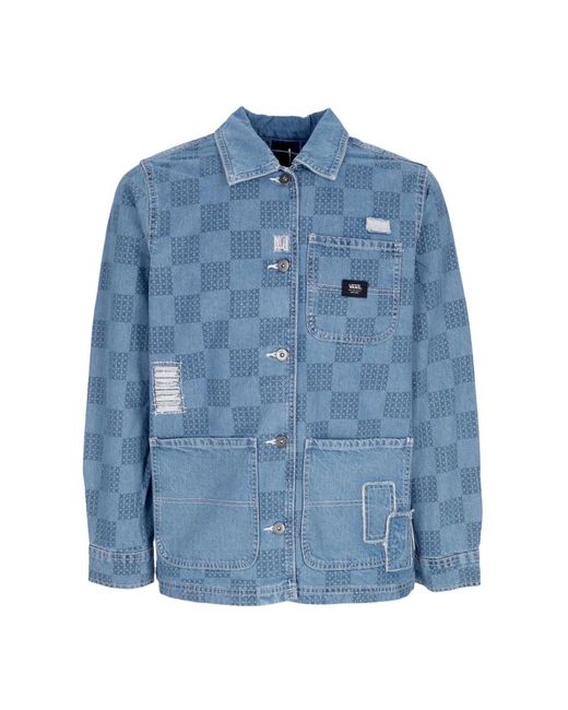 Vans Jassen ,Blauw ,Denim Check Denim Printed Jacket in het Blue