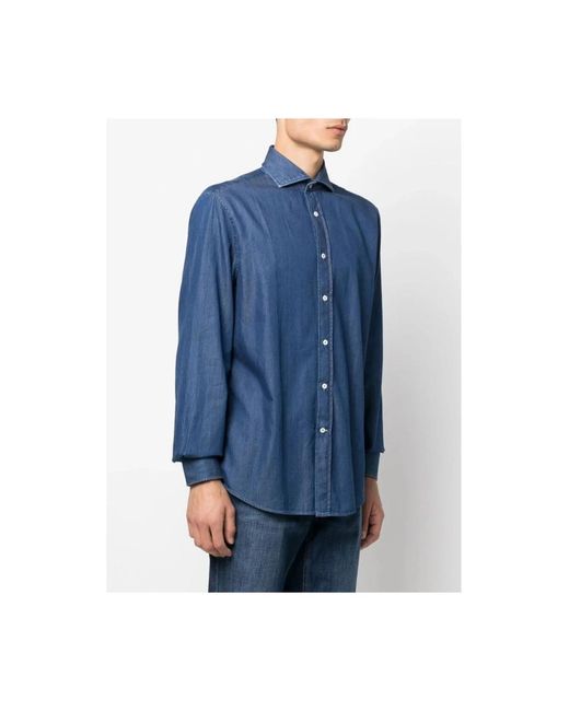 Brunello Cucinelli Blue Denim Shirts for men