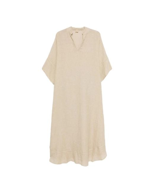 120% Lino Natural Midi Dresses