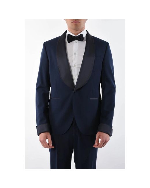 Paoloni Blue Single Breasted Suits for men