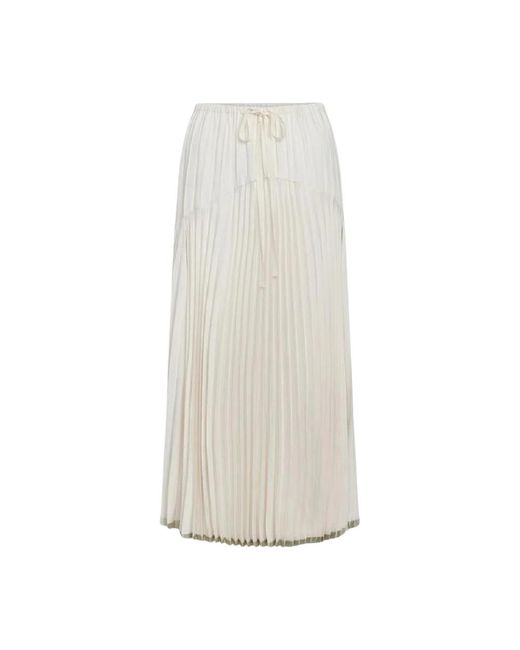Vince Rokken ,Wit ,Polyester Geplooide Midi-Rok in het White