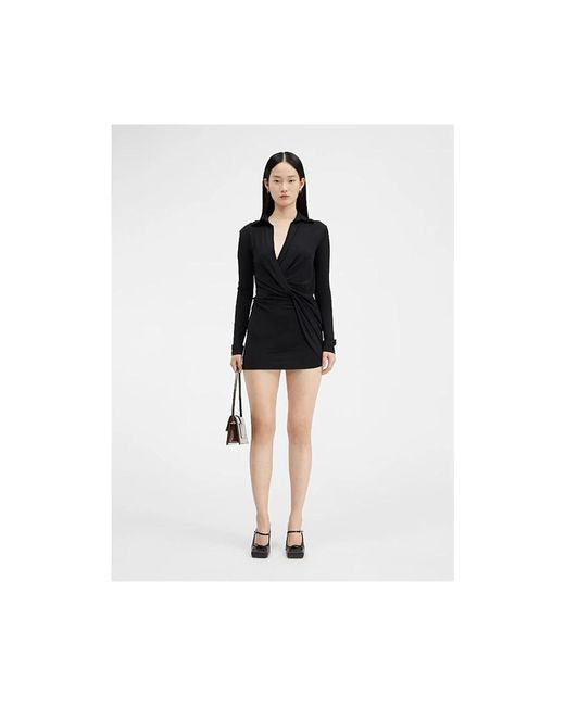 Jacquemus Kleedjes ,Zwart ,Nylon Robe Chemise Drapée in het Black