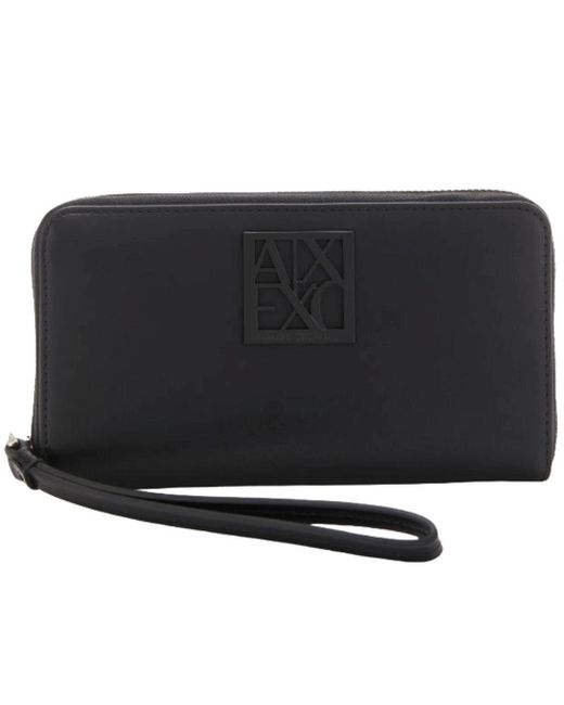 Armani Exchange Black Elegante schwarze leder brieftasche