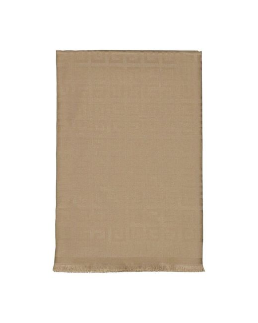 Givenchy Natural Seiden- und wollschal mit fransen,quadratisches 4g tuch fransen wolle seide,seiden 4g schal fransen monogramm