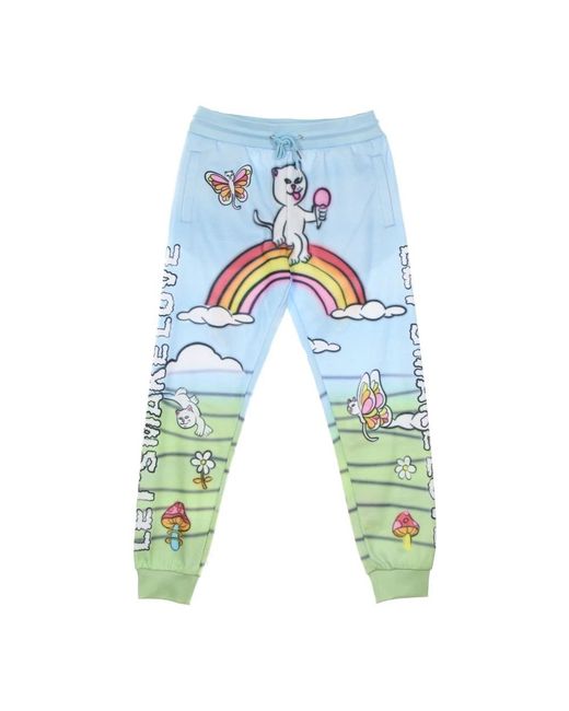 RIPNDIP Broeken ,Veelkleurig ,Polyester Multi Fleece Trainingsbroeken Met Elastische Taille in het Blue voor heren