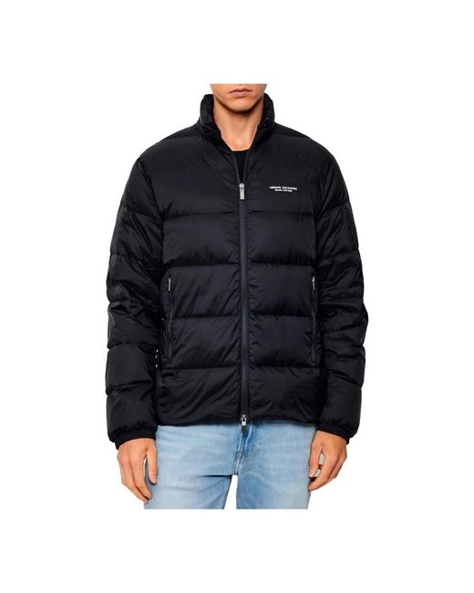 ARMANI EXCHANGE Blaue Daunenjacke Mit Bedrucktem Logo in Black für Herren