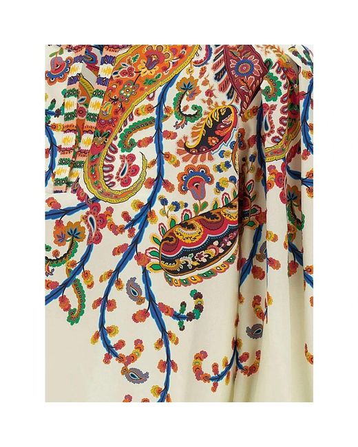 Etro Overhemden ,Veelkleurig ,Katoen Katoenen Blouse Met Geplaatst Bloemen-Paisleyprint in het White