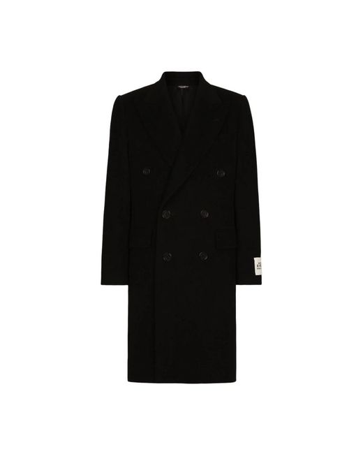 Dolce & Gabbana Zweireihiger Mantel aus Wolle in Black für Herren