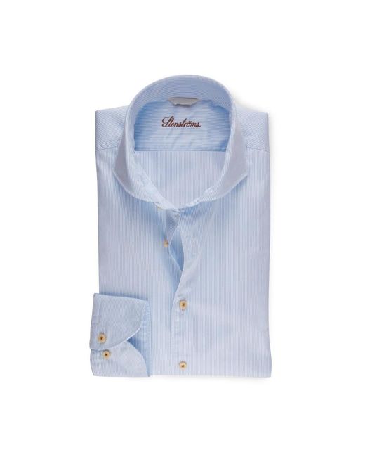 Stenstroms Overhemden ,Blauw ,Katoen Casual Light Pinstriped Twill Shirt in het Blue voor heren