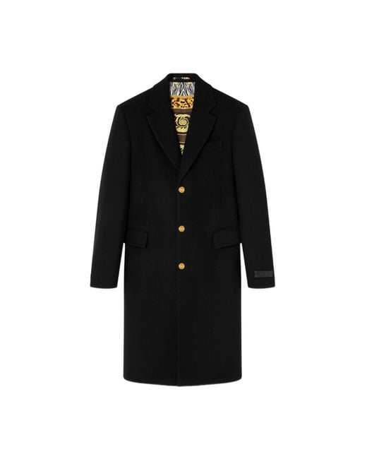 Versace Black Single-Breasted Coats for men